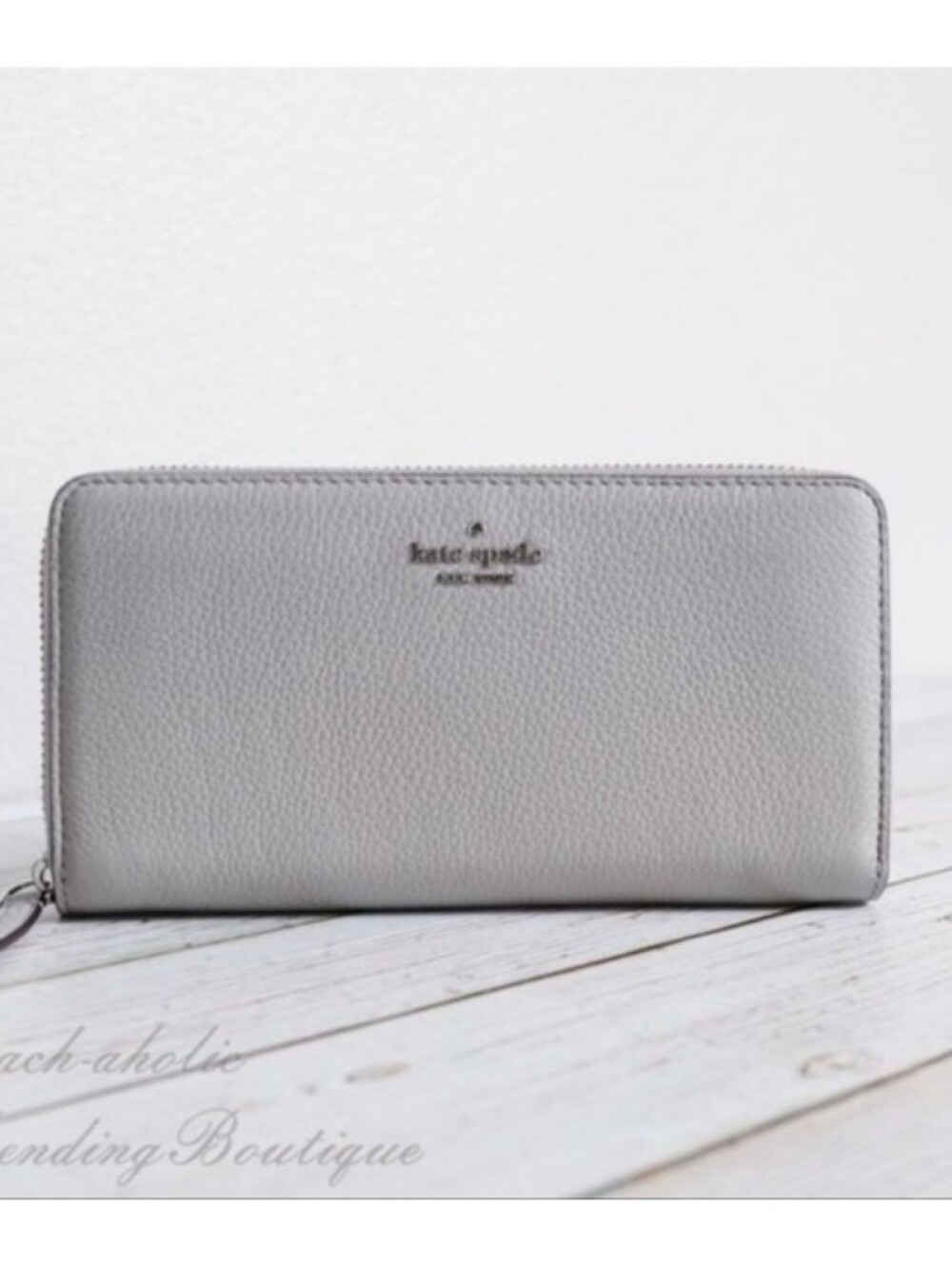 Kate Spade-Jackson Lane Pebbled Leather Zip Around Continental Wallet (Gray🩶)